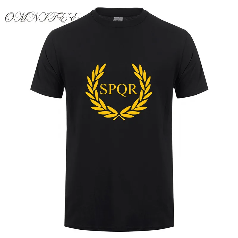 SPQR Мужская футболка с коротким рукавом хлопок оливковая ветка топы Senatus Populusque