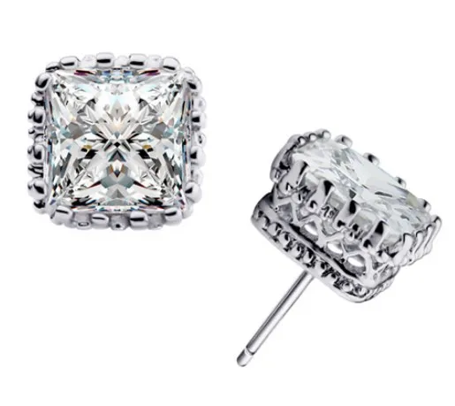 

Lovely gift promotion bridal CUTE-color quality arrowhine square zircon Crown hollow Earrings fashion jewelry