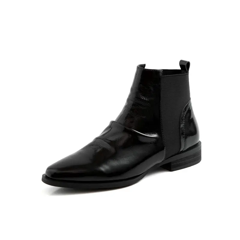 Genuine Leather Ankle Boots for Women Round toe Slip On Spring Autumn Cowboy Low Heels Gothic Platform Shoes Botines Mujer | Обувь