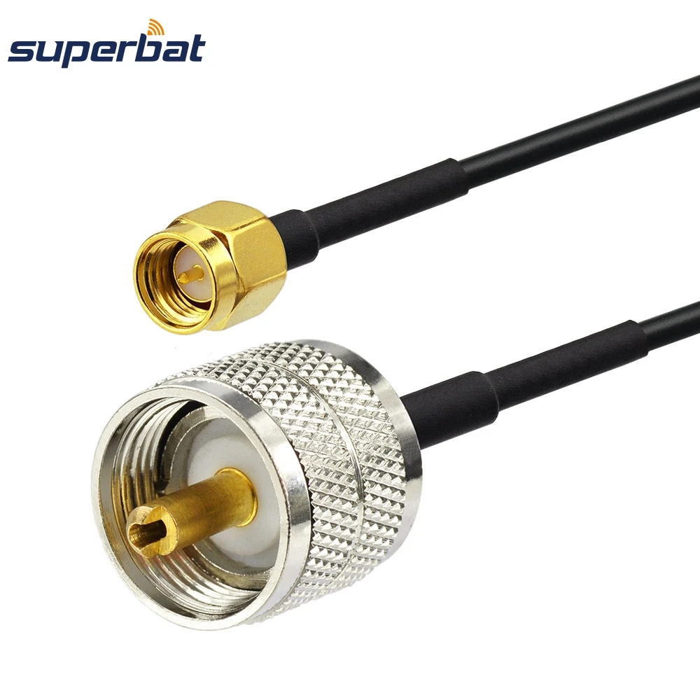 Кабель удлинитель Superbat UHF PL259 SO239 со штекером SMA и RF Pigtail RG174 15 см для беспроводной
