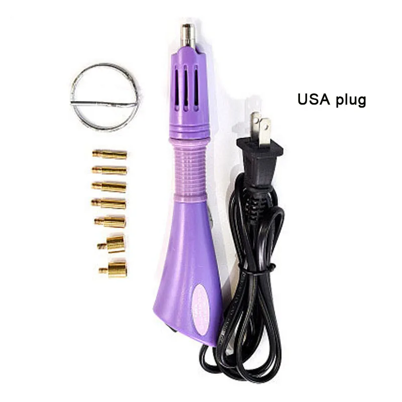 USA plug PURPLE 1000/2000 шт Стразы Fix Аппликатор с 7 советы быстро нагревается стразы горячей фиксации аппликатор Strass переводная картинка инструменты вилка стандарта ЕС/США - Цвет: USA plug PURPLE