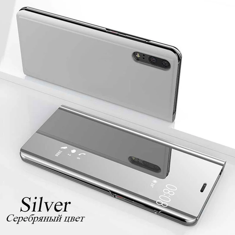 50 шт. прозрачный умный зеркальный флип чехол для Huawei P40 Pro P30 P20 Mate 30 20 X Lite Nova 6 SE 5 5i P