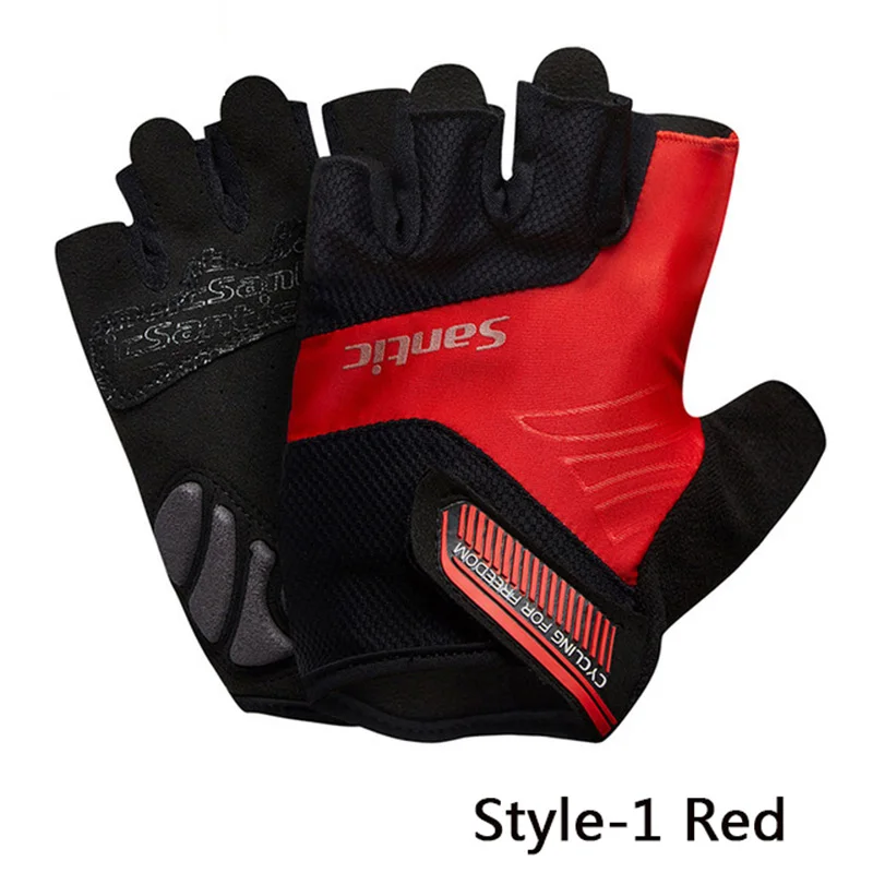 Red-Style 1 SANTIC мужские и женские профессиональные перчатки для велоспорта, перчатки для шоссейного велосипеда, дышащие противоскользящие перчатки для горного велосипеда, противоударные - Цвет: Red-Style 1
