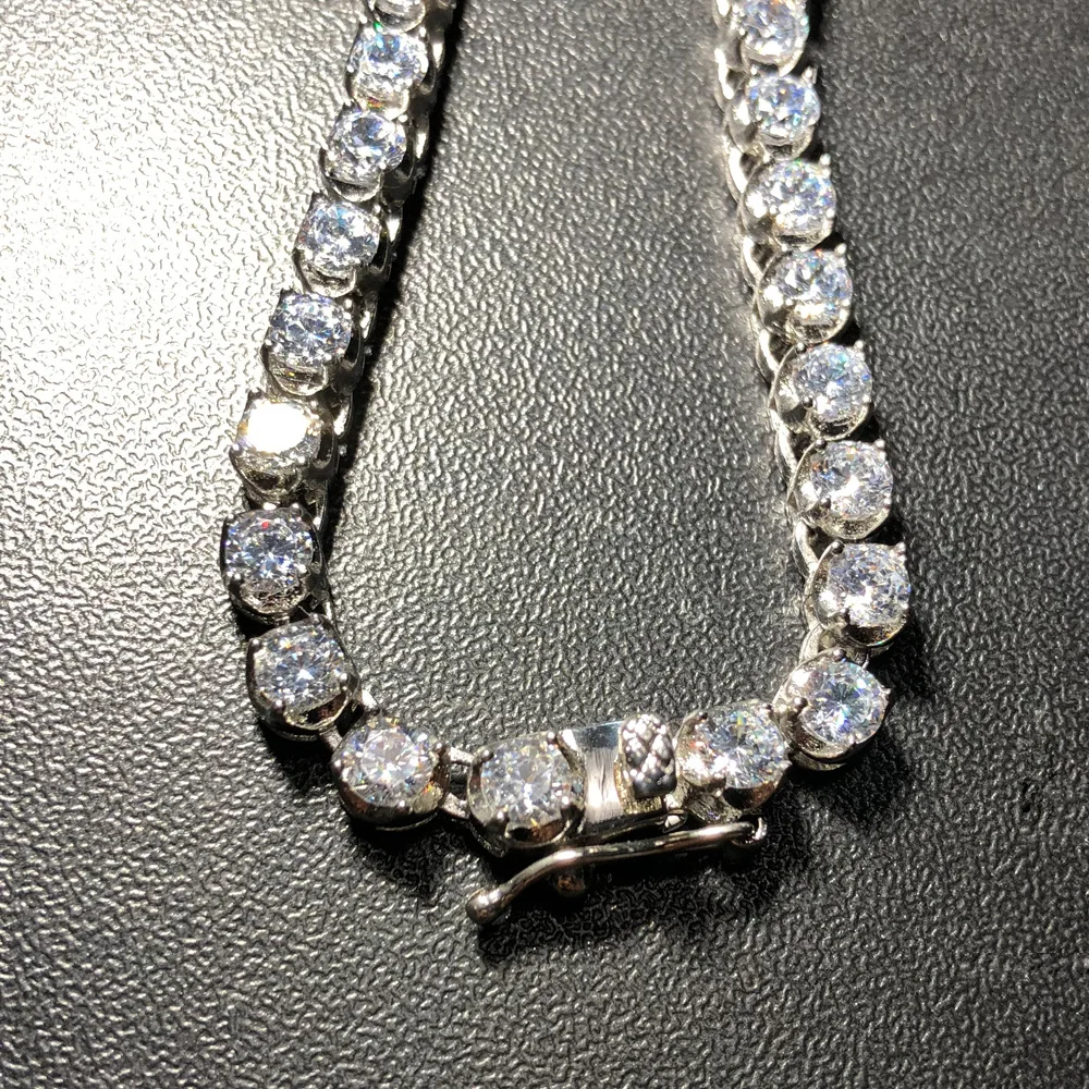 Нержавеющая сталь PVD покрытие AAA CZ теннисные цепочки ожерелье Iced Out круглый 4/6 мм кубический цирконий одна застежка модные ювелирные изделия
