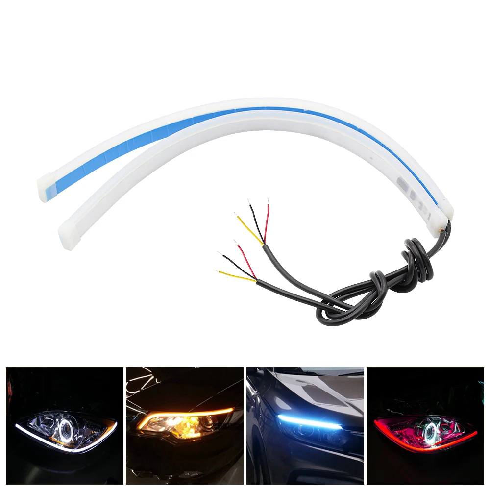 

Waterproof 30/45/60cm Car DRL LED Strip Flexible Flowing Turn Signal Lamp 12V Auto Angel Eyes Guide Strip Daytime Running Light