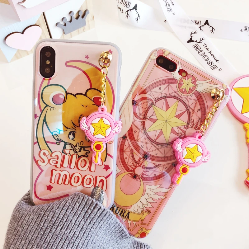 Чехлы для iPhone 8 7 plus 6 6S силикагель Сейлор Мун прекрасный кулон мультяшный корпус