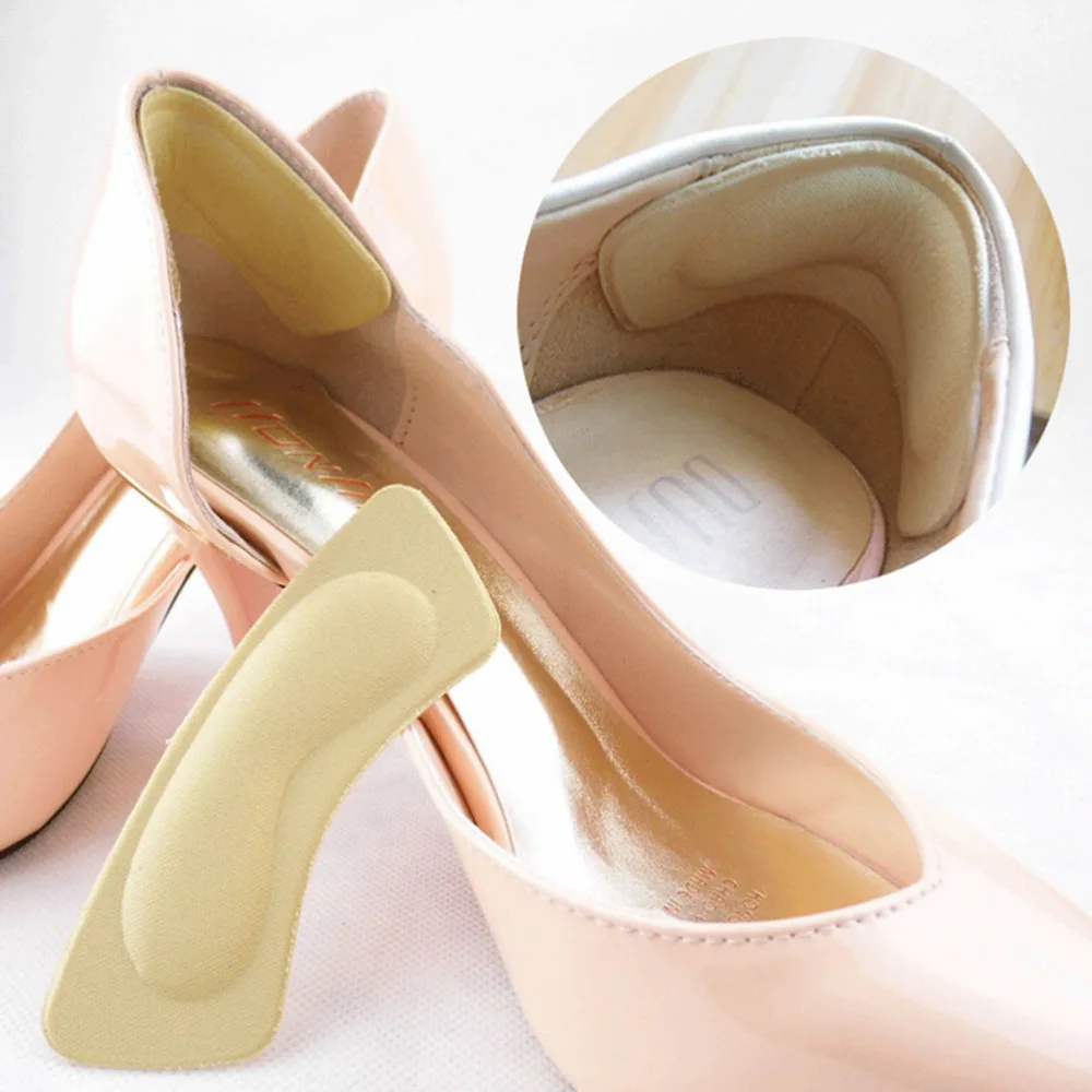 

1Pair Thick Fabric Sticky Back Heel Grip Shoe Sponge Cushion Insole Pad Liners Shoe Insoles high heel insert Pad Heel Inserts