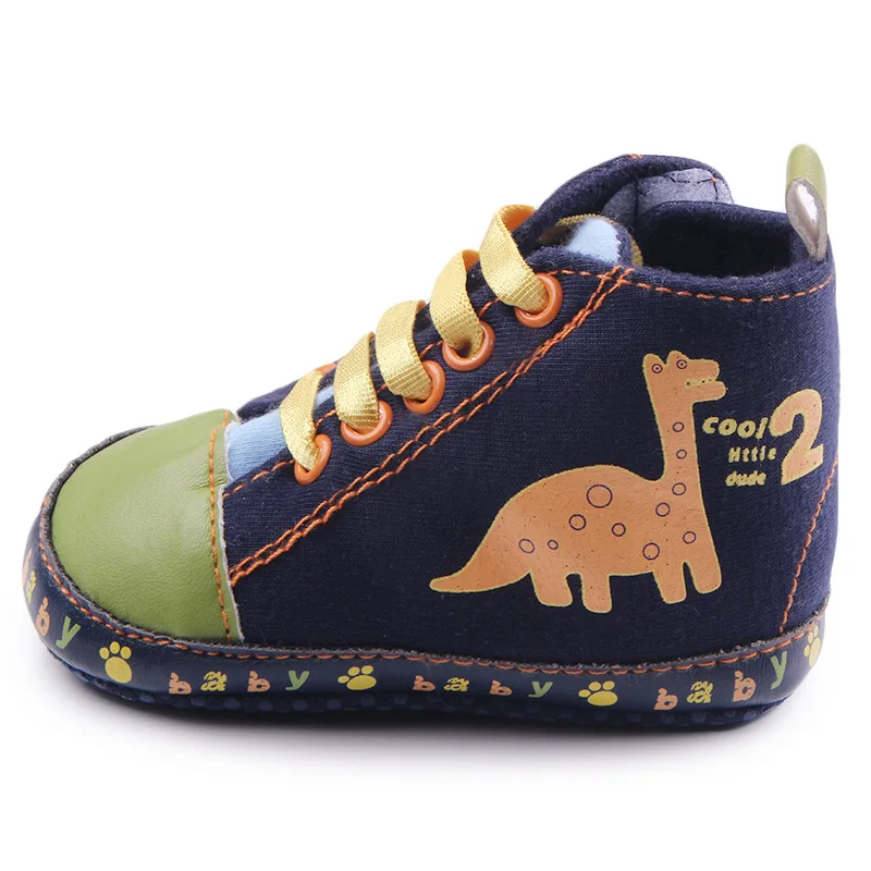 

0-12M newborn baby shoes boys soft sole antiskid toddler infant shoes boys baby canvas dinosaur moccasins first walker F1