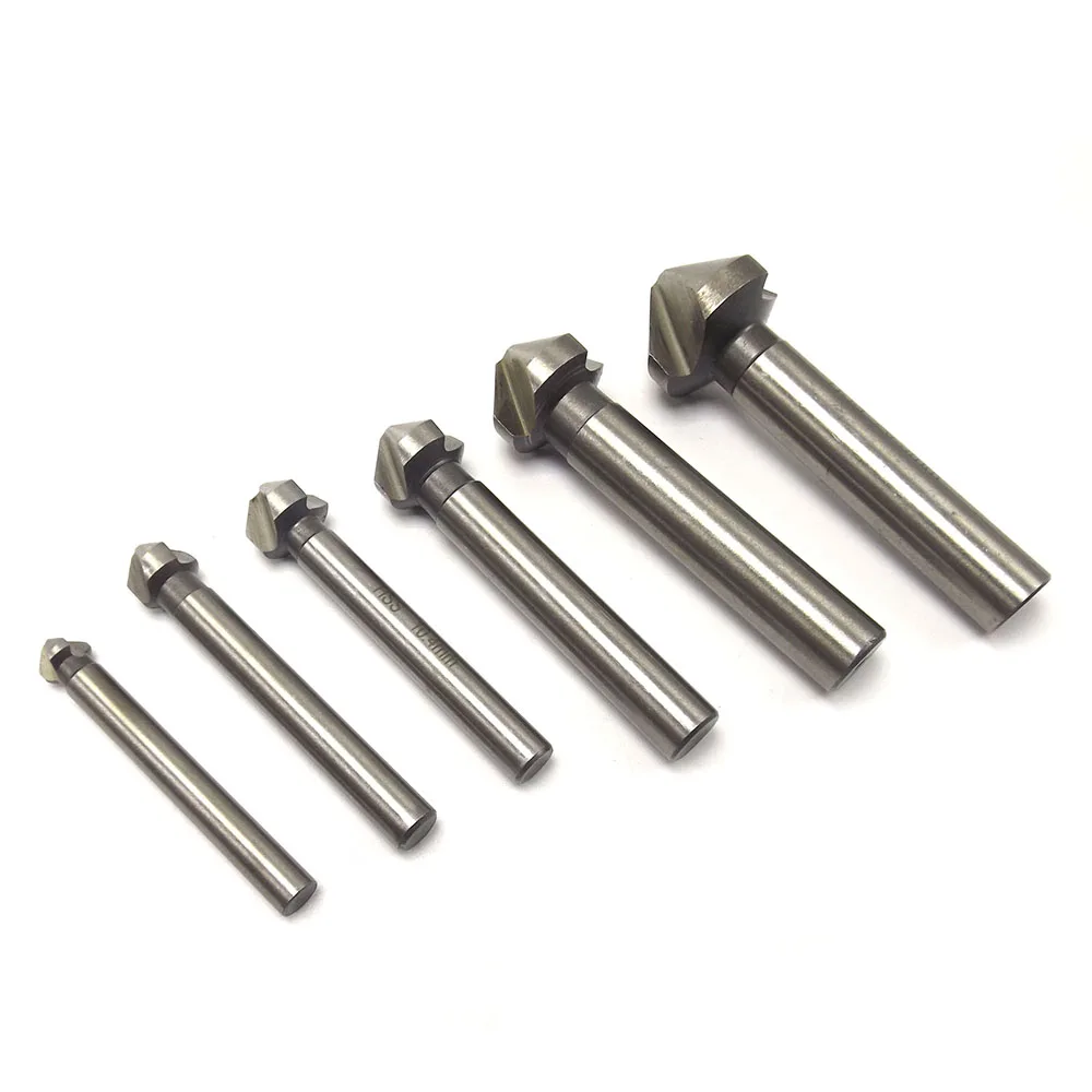 6 шт три лезвия Круглый хвостовик фаски Набор для зенковки 3 Флейта HSS4241 с алмазным