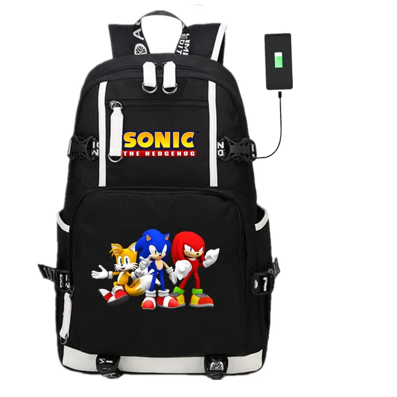 KH301 Аниме игра Соник Ежик USB рюкзак косплей черный унисекс подростков дорожная сумка для ноутбука через плечо школьные сумки подарок - Цвет: KH301