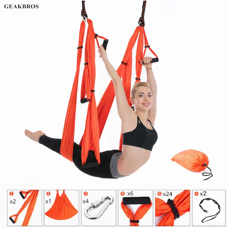 Гамак для фитнеса йоги качели анти гравитационные воздушные ремни высокопрочный