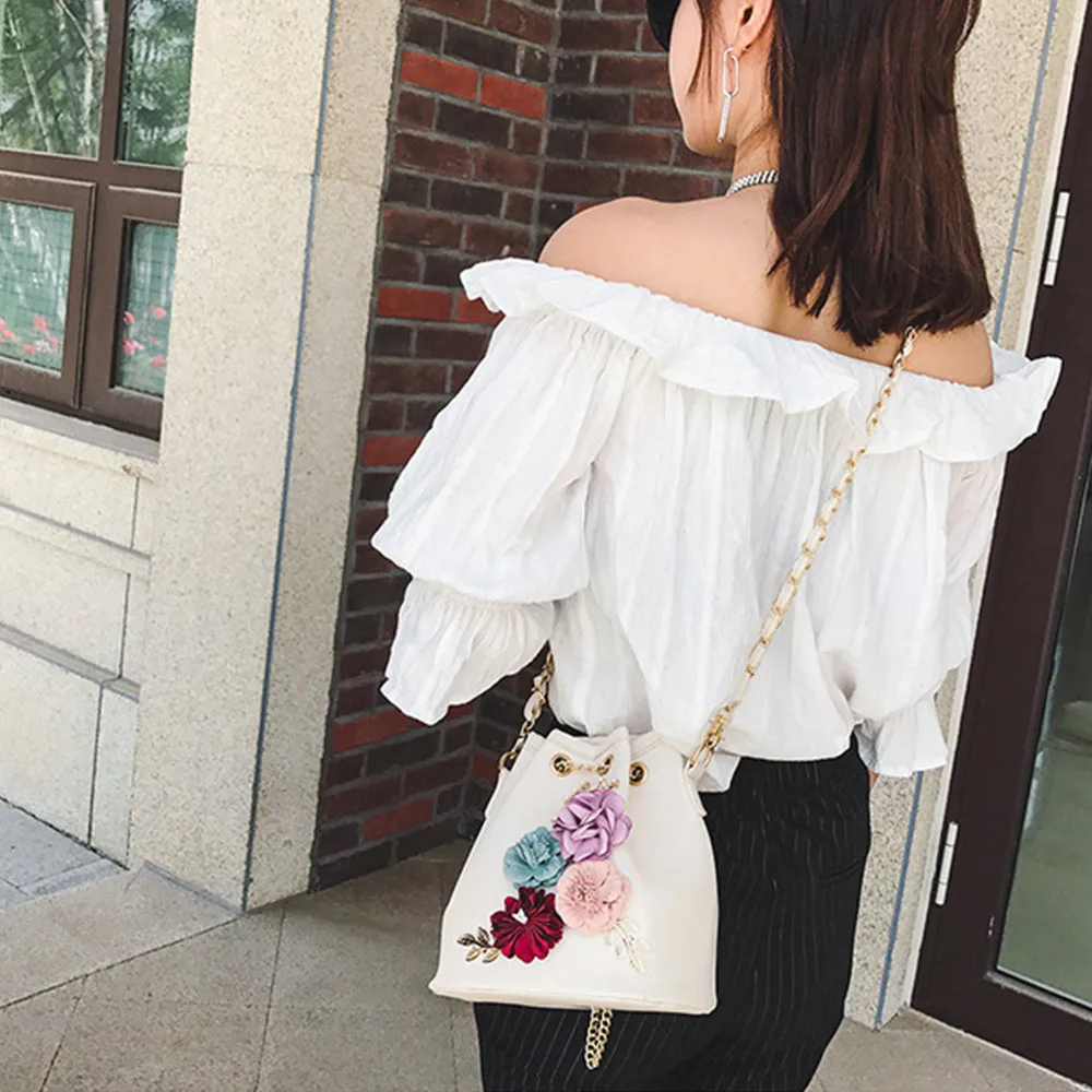 

Aelicy 4 Colors 2020 new fashion Flower bucket bag shoulder Messenger bag PU Leather Women Brand Design Bolsa Feminina 0929
