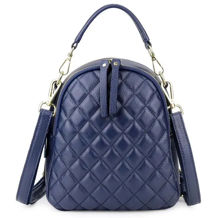Royal blue Fashion backpack Women bag High Quality Leather Backpack Women Double Shoulder Bags Satchel Women Backpacks mochila - Color: Royal blue