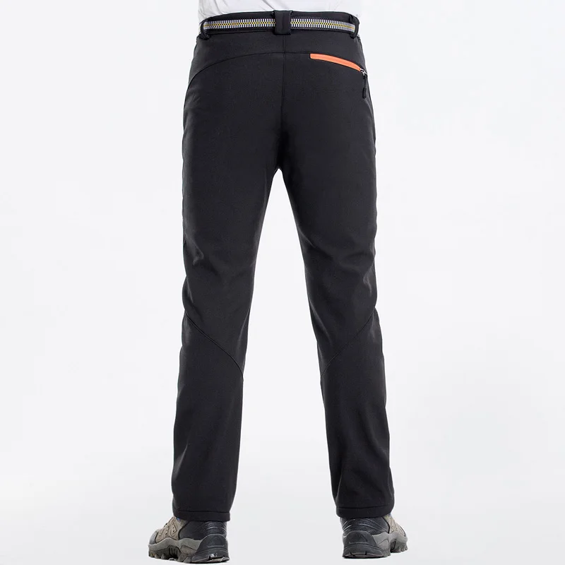 Reflective Men's Winter Hiking Pants Men Warm Fleece Softshell Trousers Outdoor Sports Thick Trekking Skiing Waterproof Pants