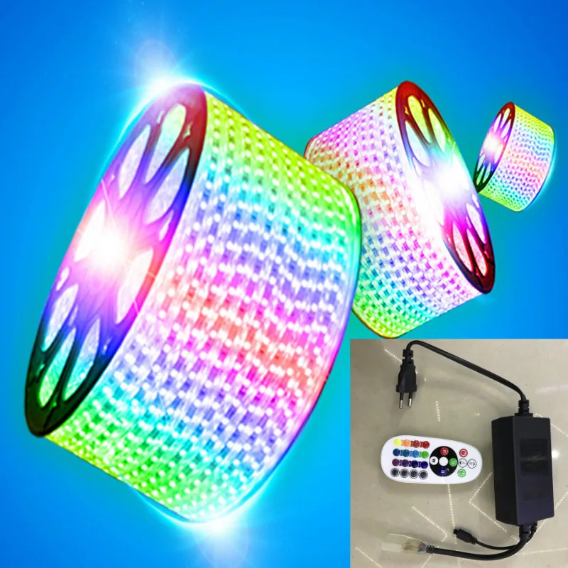 Светодиодная лампа AC220V RGB 5050SMD IP67 водонепроницаемая гибкая светодиодная лента 60