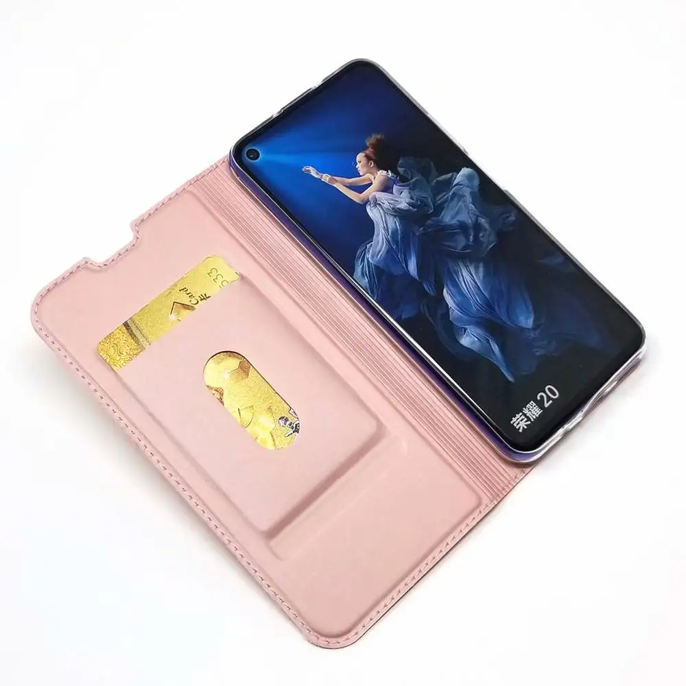 Кожаный чехол бумажник для Huawei Honor 20 Pro с магнитной подставкой и отделением карт