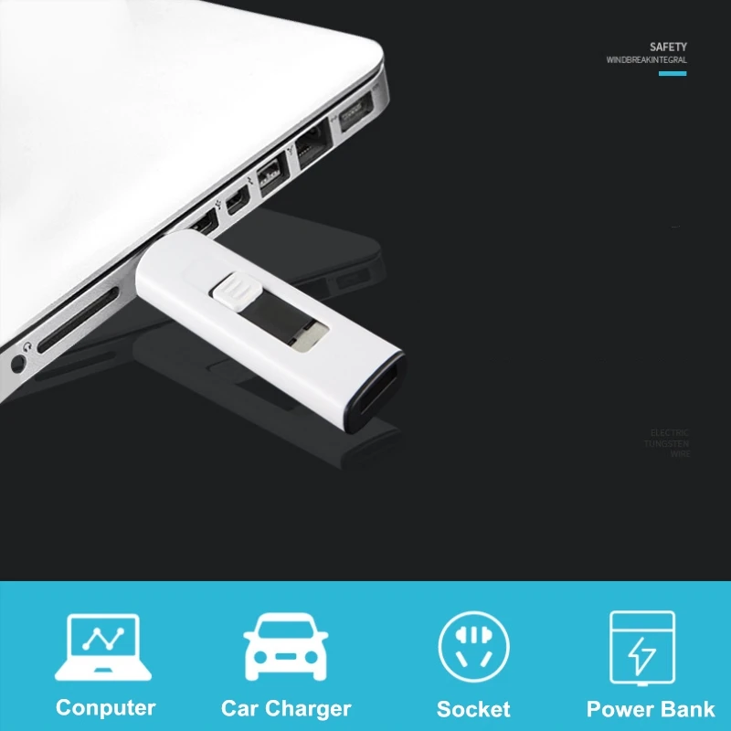 Двусторонняя зажигалка с зажиганием USB перезаряжаемая Электронная пуш ап для
