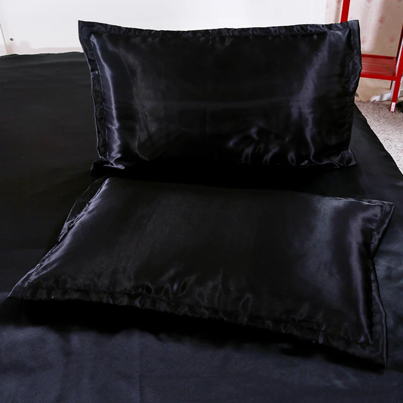Новые шелковые постельные принадлежности Королевский двойной размер черный