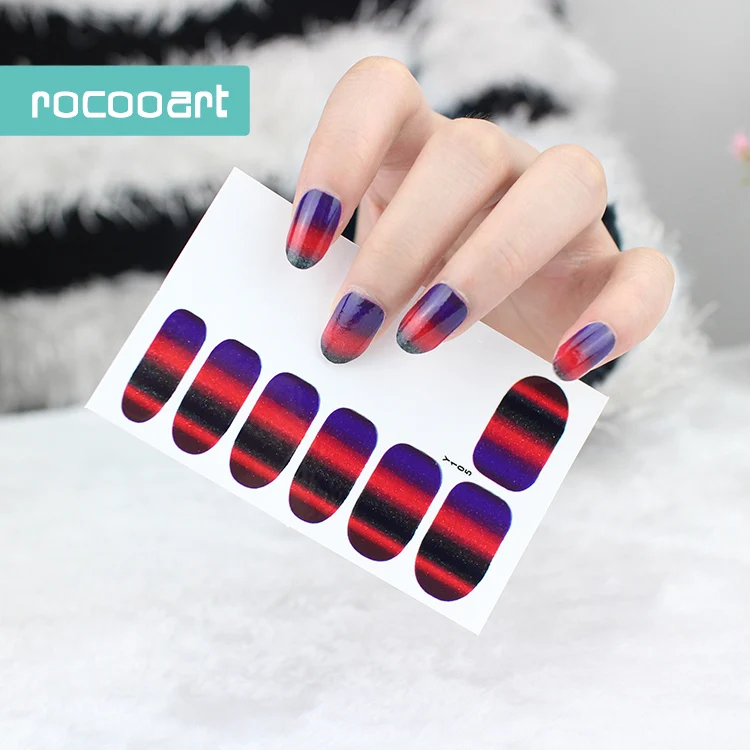 Rocooart маникюрные наклейки для ногтей цветные блестящие с градиентом Дешевые