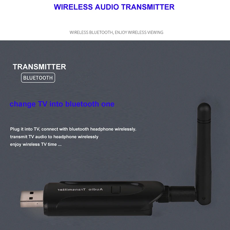 4.1 Bluetooth Wireless Audio Transmitter AUX 3.5 MM Plug And Play Micro USB 5V/0.5A Enable TV Computer With Funtion | Электроника