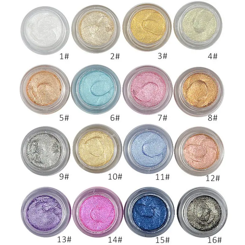 16 цветов Профессиональные Makup одиночные блестящие тени для век мерцающие