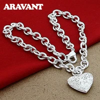 925 silver heart locket photo frame pendant necklaces for women men fashion jewelry accessories