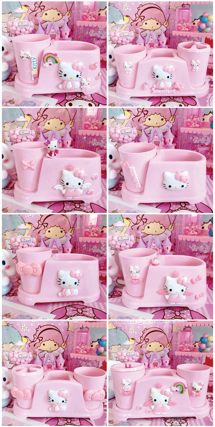 KT Cat мультфильм пара зубная щетка чашки Tumblers hello kitty кружки для зубной щетки в форме полоскания рта пластик в ванной аксессуары набор розовый