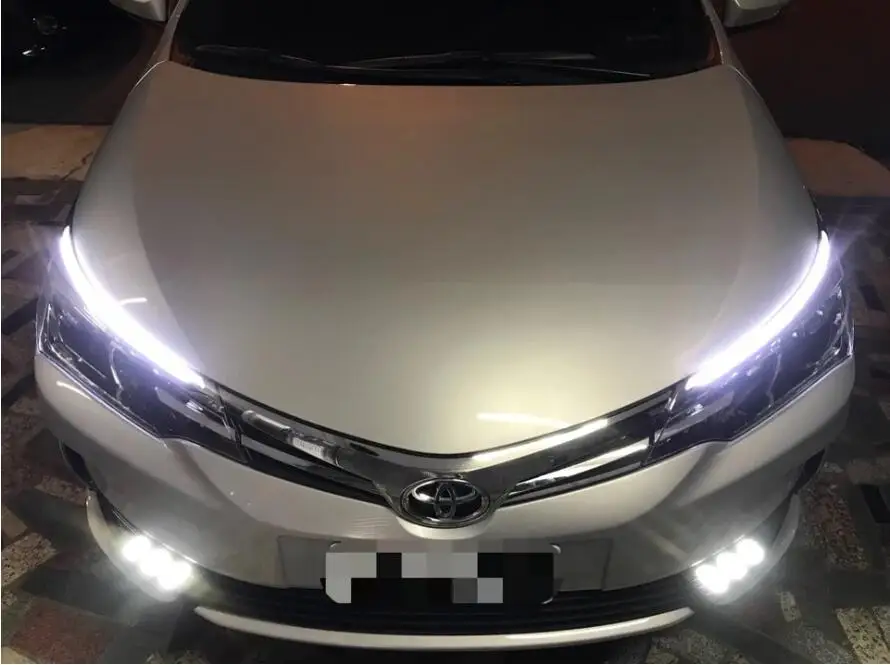 1 комплект, автомобильный бампер, лампа для Toyota Corolla, противотуманный Дневной светильник светодиодный~, автомобильные аксессуары для altis, головной светильник, противотуманная фара