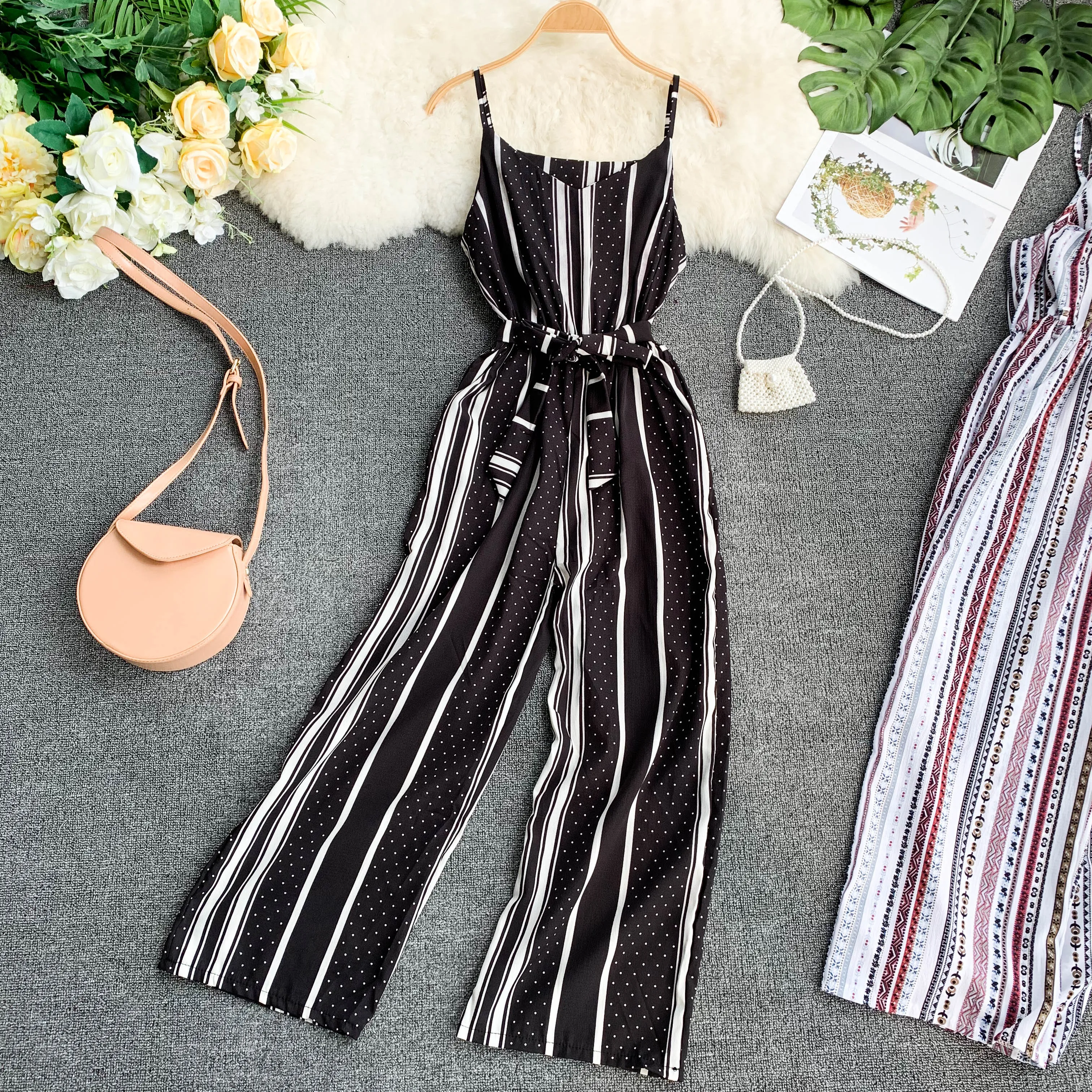 Женский праздничный комбинезон ALPHALMODA в стиле ретро с принтом поясом на резинке