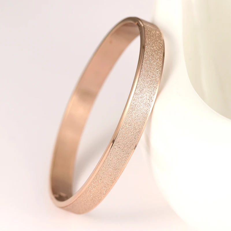 

YUN RUO Frosted Surface Couple Bangle Titanium Steel Rose Gold Color Birthday Gift Woman Jewelry Free Shipping Never Fade