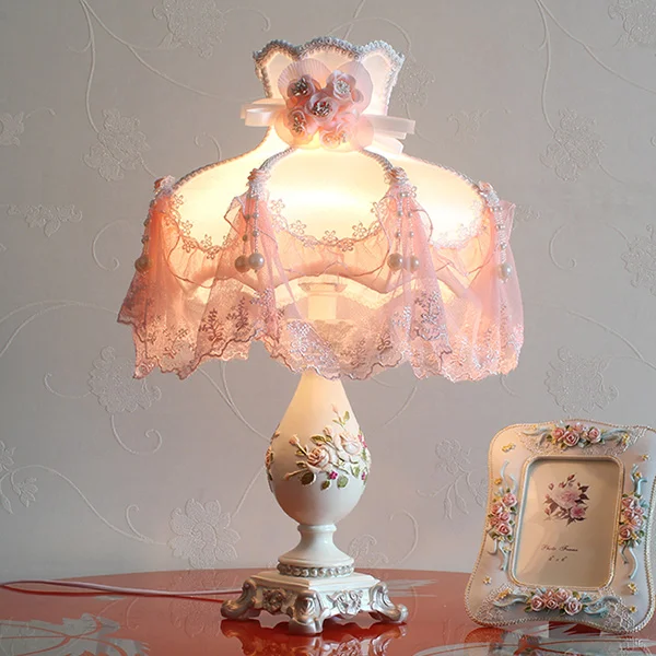 Европейской роскоши принцесса кружева пастырской спальня тумбочка лампы