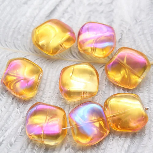 Lampwork стеклянный чешский бисер неправильный светильник зеленый AB Радужный цвет около 19 мм(6/") x 17 мм(5/8"), отверстие: около 1,2 мм, 10 шт - Цвет: Orange