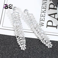 be 8 fashion new arrival aaa cubic zirconia drop earrings leaf shape long dangle drop earrings for women gift e613