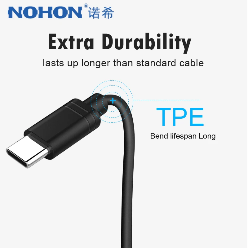 NOHON usb type C зарядный кабель для передачи данных Xiaomi 5 6 samsung Gaxaly S8 S9 Plus шнур Oneplus 5T 3