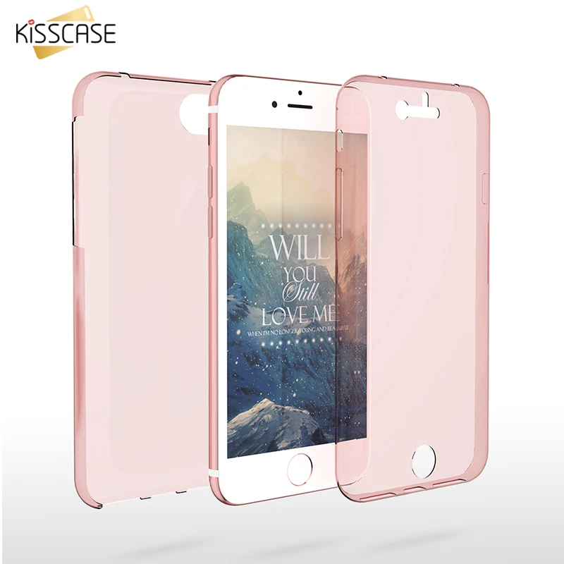 KISSCASE 360 Полный Чехол для iPhone X XS XR 8 7 Plus роскошный мягкий ТПУ чехол телефона Max 5 5S SE 6