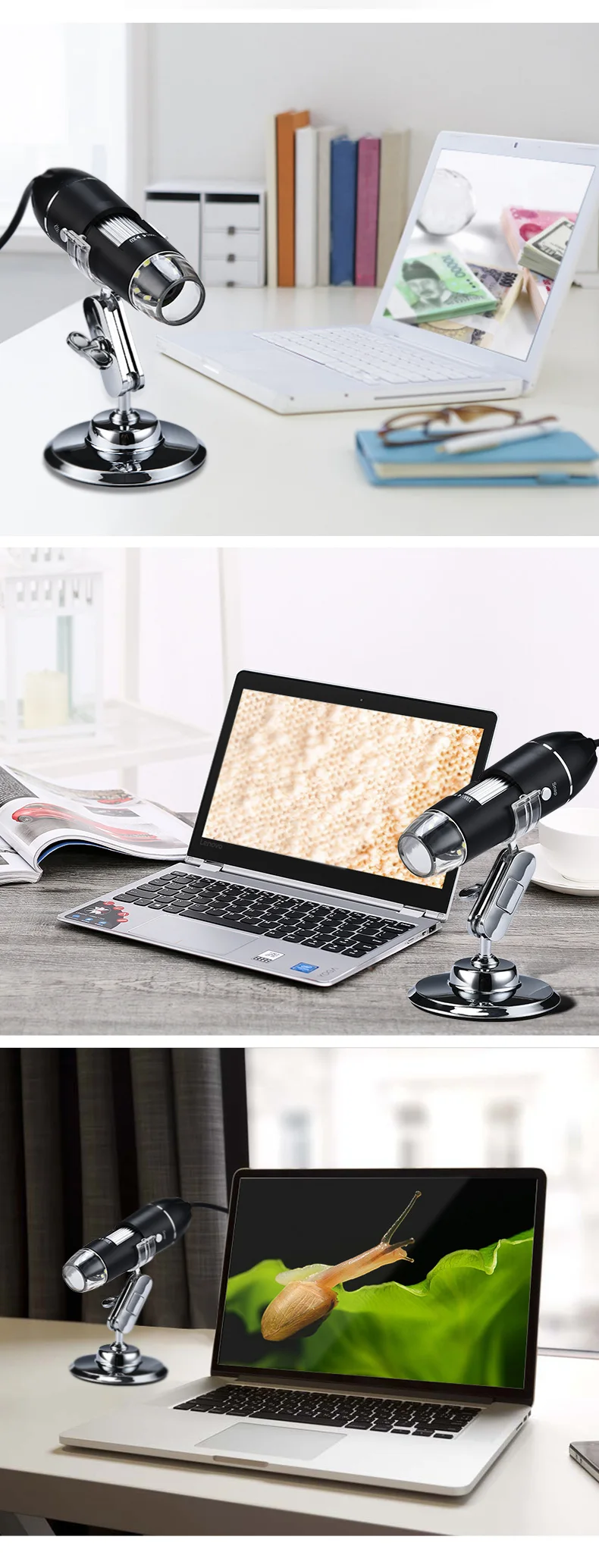0-1000X USB микроскоп портативный цифровой микроскоп USB интерфейс Электронные Микроскопы с 8 светодиодами с кронштейном