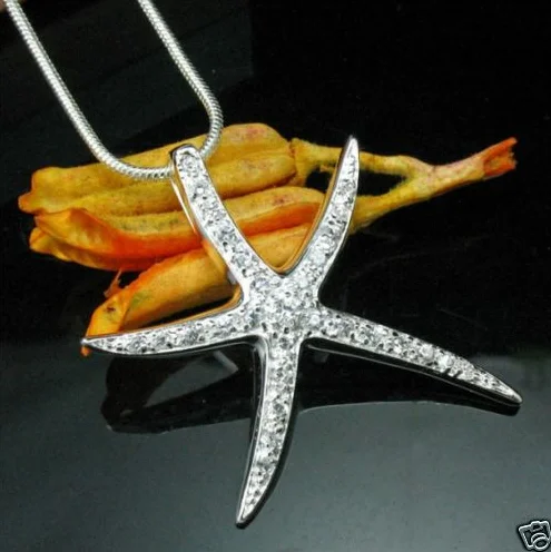 Цепочка с подвеской в виде морской звезды большим кристаллом S925|jewelry wholesale|wholesale