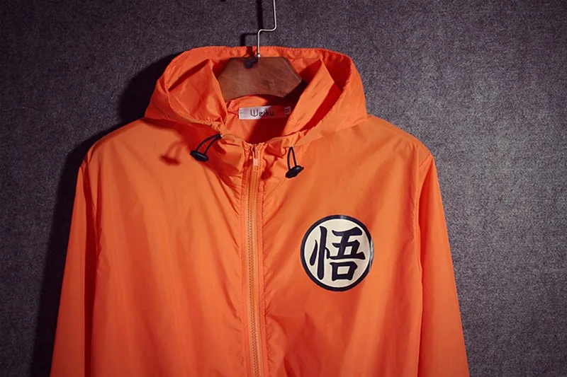TANG унисекс косплей мужские летние куртки Jaqueta Masculina аниме Dragon Ball тонкая Солнцезащитная ветровка с капюшоном