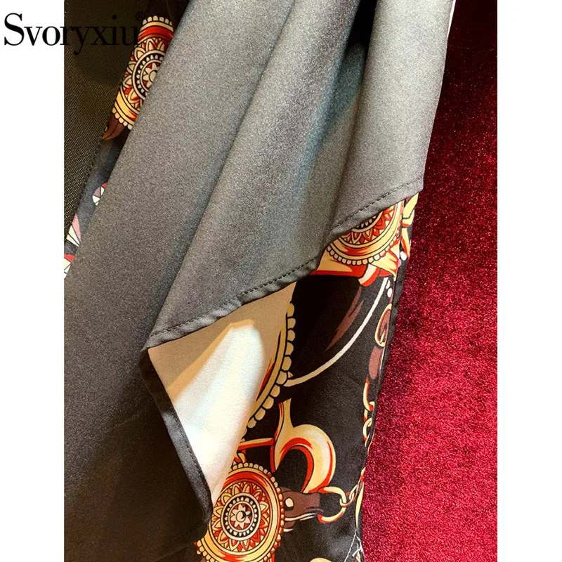 Svoryxiu Мода для подиума летние платье Для женщин с коротким рукавом и оборками Винтаж печатных свободное платье vestdios