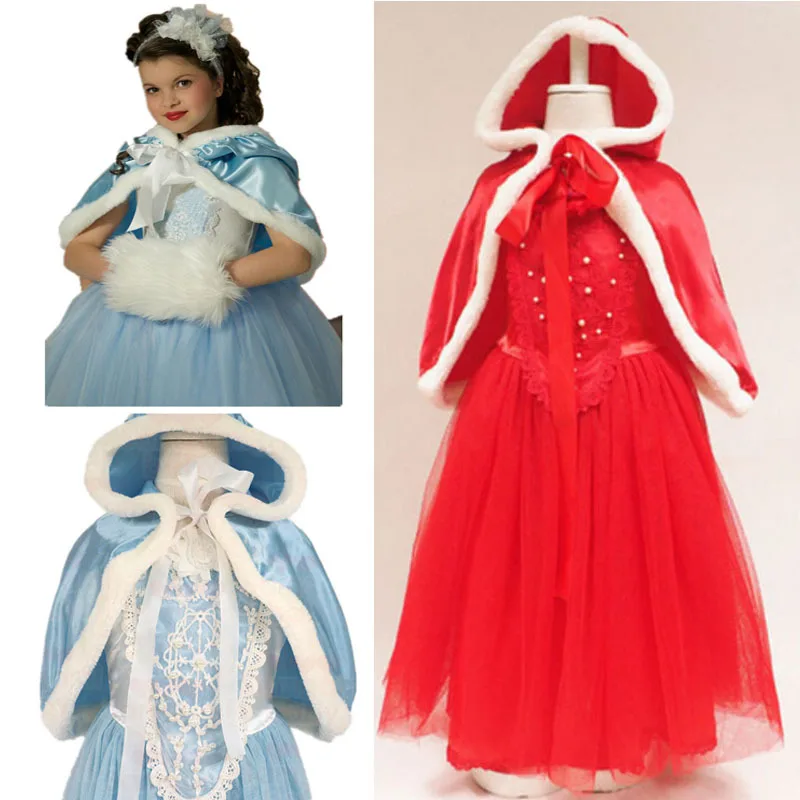 Зимнее белое торжественное платье для девочек детская Рождественская накидка