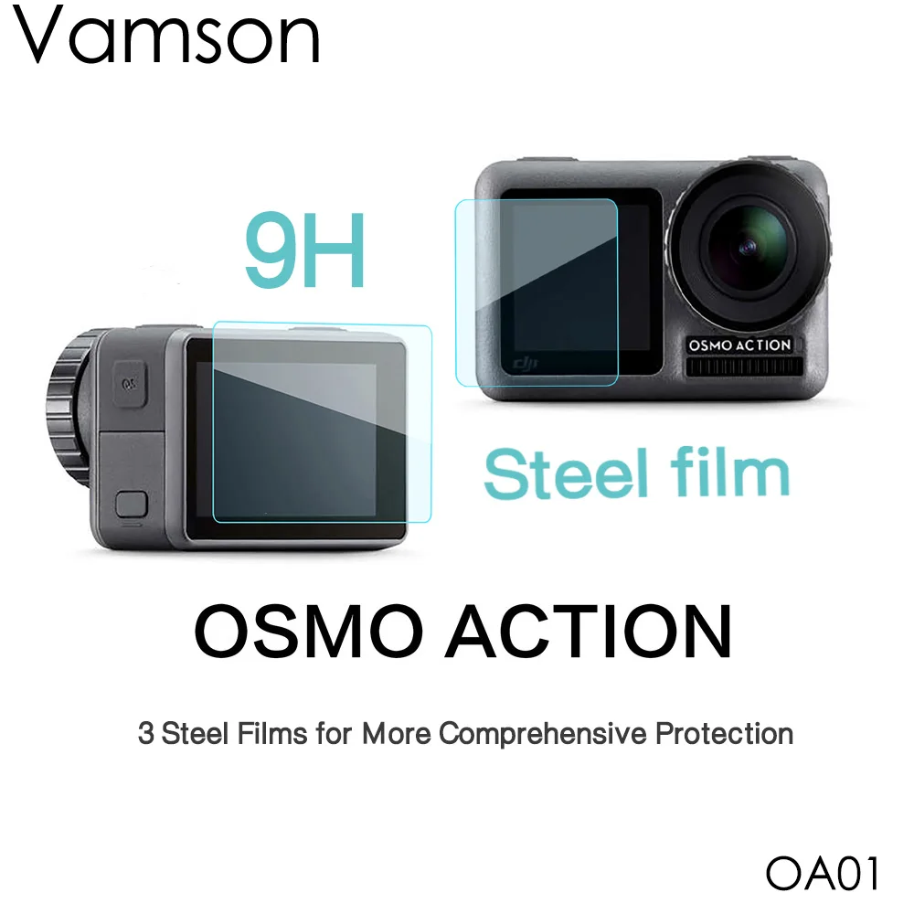 Спортивная Экшн камера Vamson для DJI OSMO экран + закаленное стекло объектива Защитная