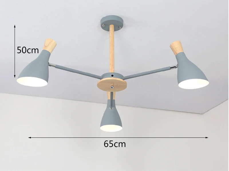 Gray 3 lights Скандинавская Простая Современная твердая древесина E27 led 220 В алюминиевая Люстра для гостиной, спальни, кабинета, креативная спальня - Цвет корпуса: Gray 3 lights
