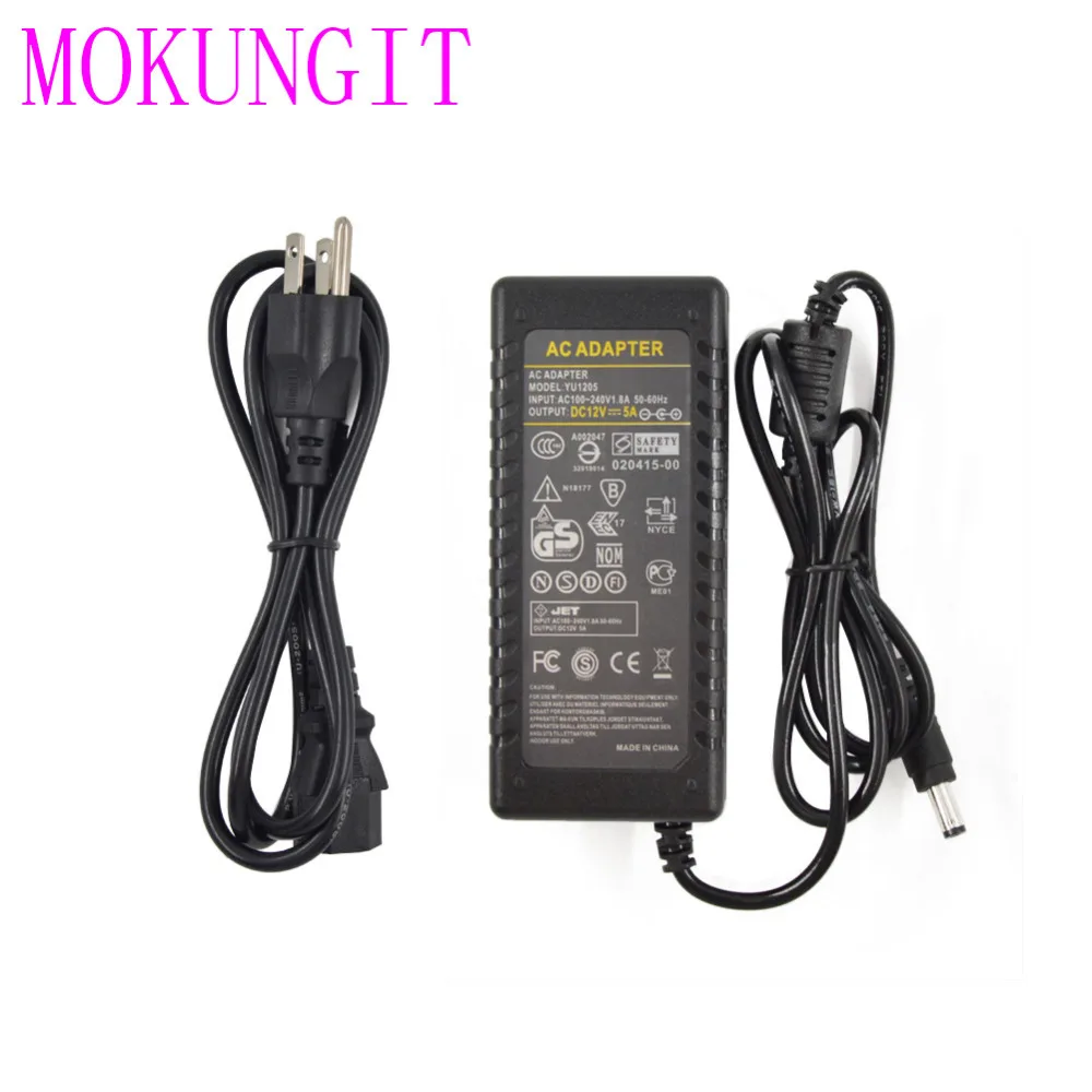 DC 12V 5A 60W светодиодный трансформатор питания AC100 ~ 240V US UK EU AU адаптер