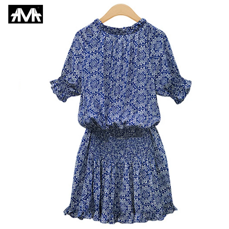 Женское платье с рукавом фонариком Летнее мини коротким и принтом|Женские