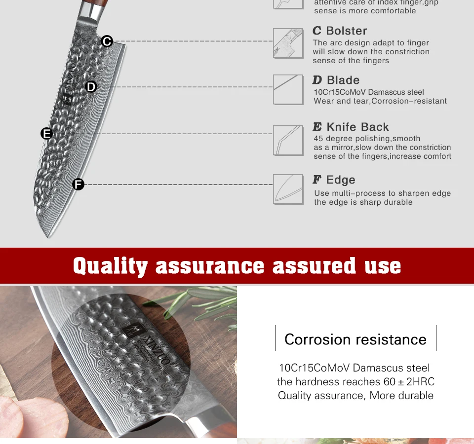 XINZUO Высокое качество 7 дюймов Santoku ножи Дамасская сталь шеф-повара кухонные ножи острый Кливер ножи подарок нож палисандр ручка