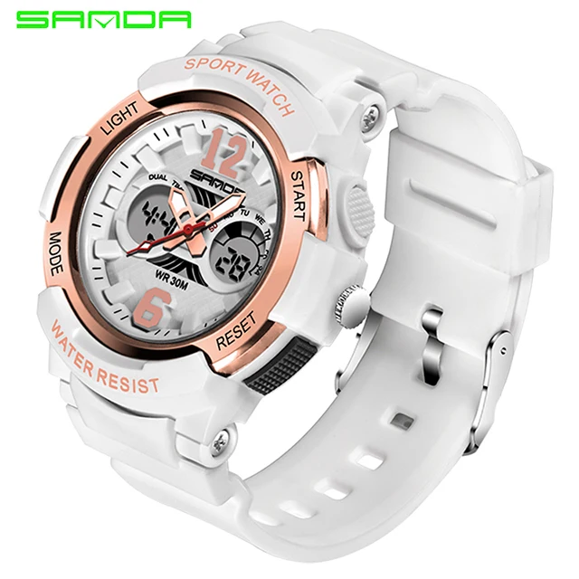 White rose gold Часы женские спортивные часы женские водонепроницаемые цифровые кварцевые наручные часы для женщин часы Montre Femme Reloj Mujer Bayan Saat - Цвет: White rose gold
