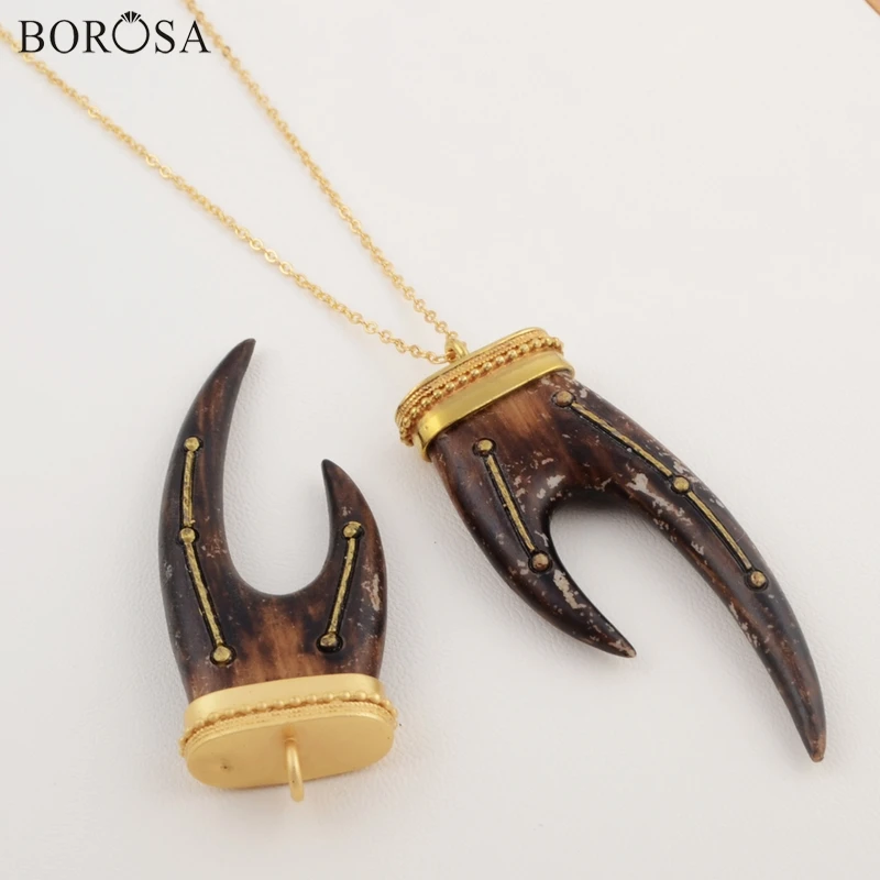 BOROSA 1 шт. золотой цвет коричневый каучук зуб Очаровательная подвеска ювелирные