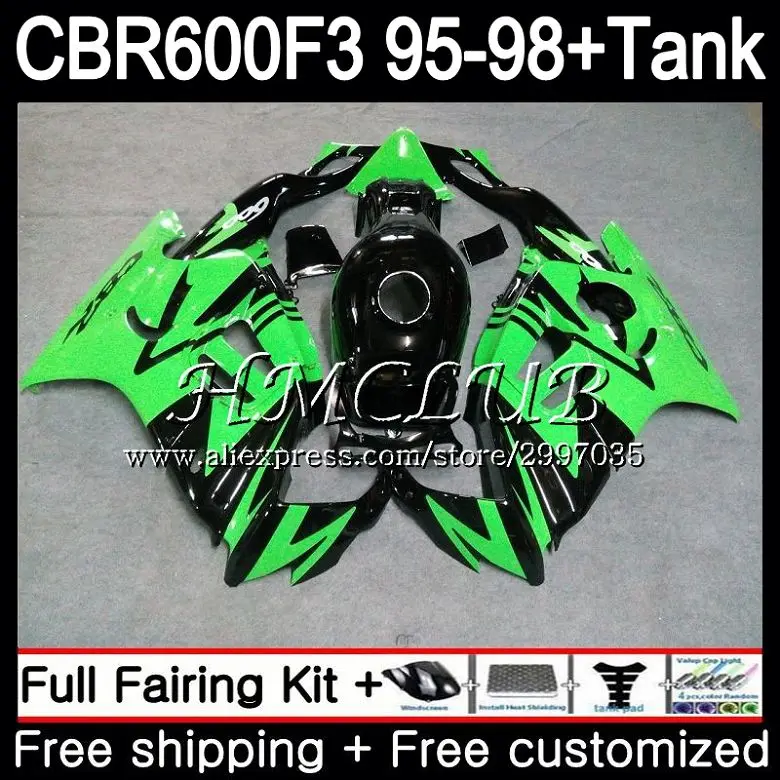 

+Tank For HONDA CBR600FS CBR 600F3 1995 1996 1997 1998 75HC.2 CBR 600 F3 FS CBR600F3 CBR600 green black F3 95 96 97 98 Fairing