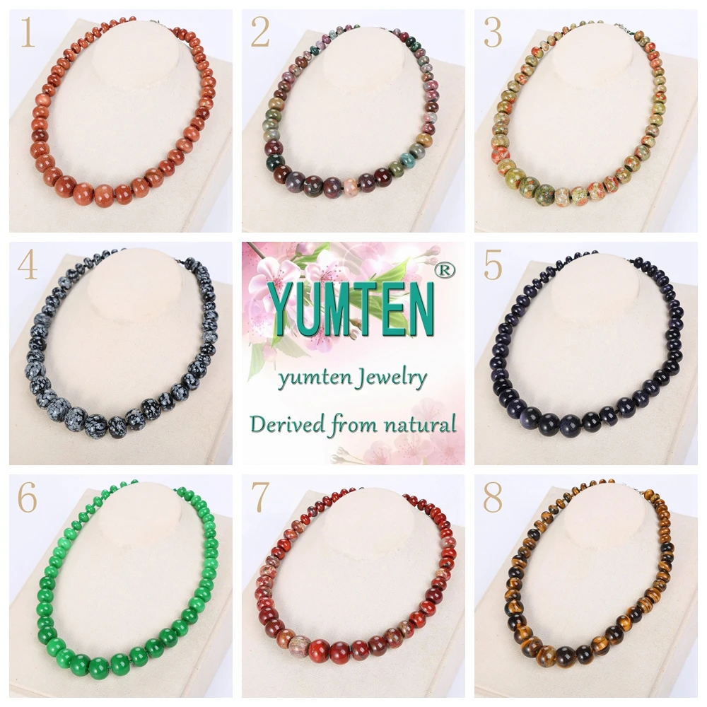 Yumten Green Jasper ожерелье бусы женские массивные ювелирные изделия натуральный камень