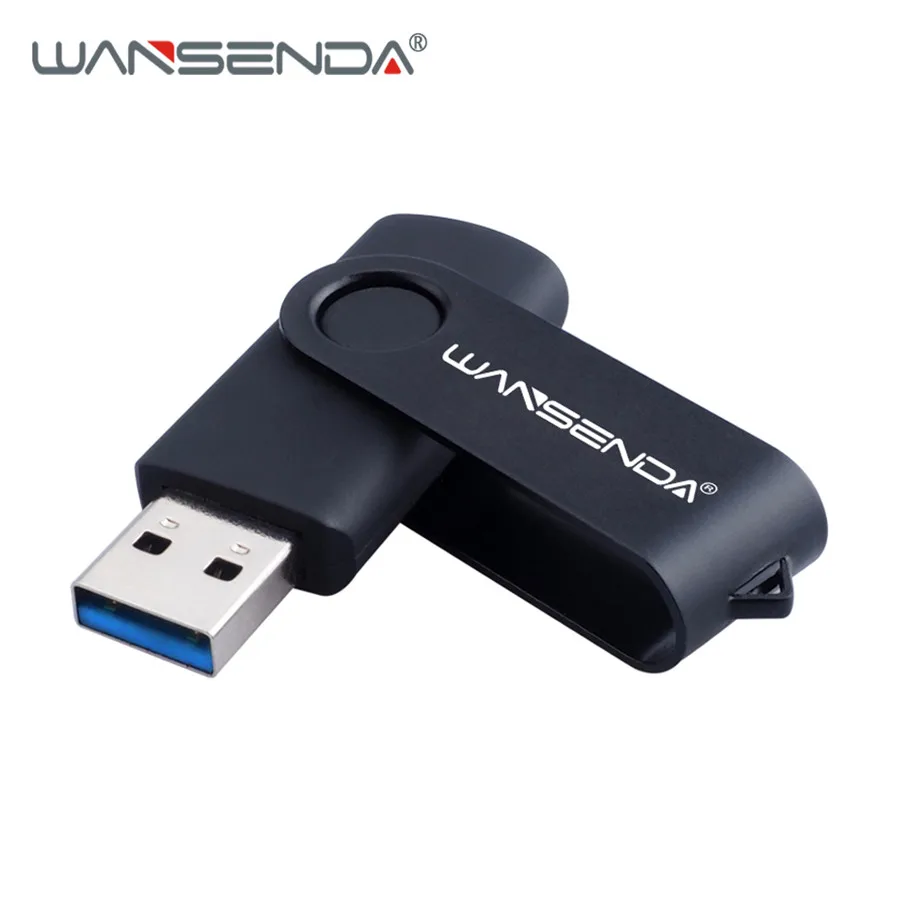 Новинка, USB 3,0, WANSENDA, Usb флеш-накопитель, Вращающаяся ручка, 16 ГБ, 32 ГБ, 64 ГБ, 128 ГБ, 256 ГБ, флеш-накопитель, высокоскоростная USB карта памяти - Цвет: Черный